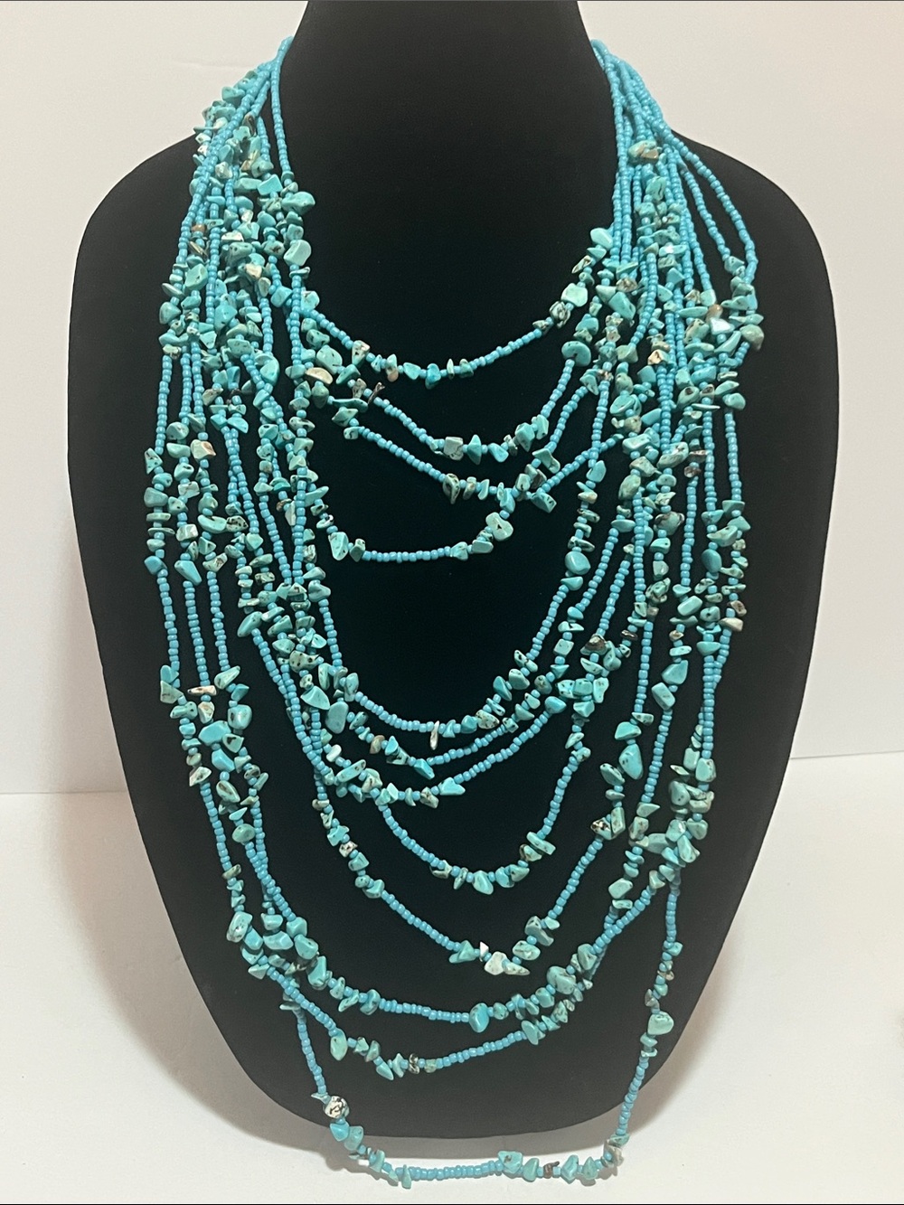 Layered Turquoise dyed howlite Bead Multi-Strand Necklace - Women Jewelry